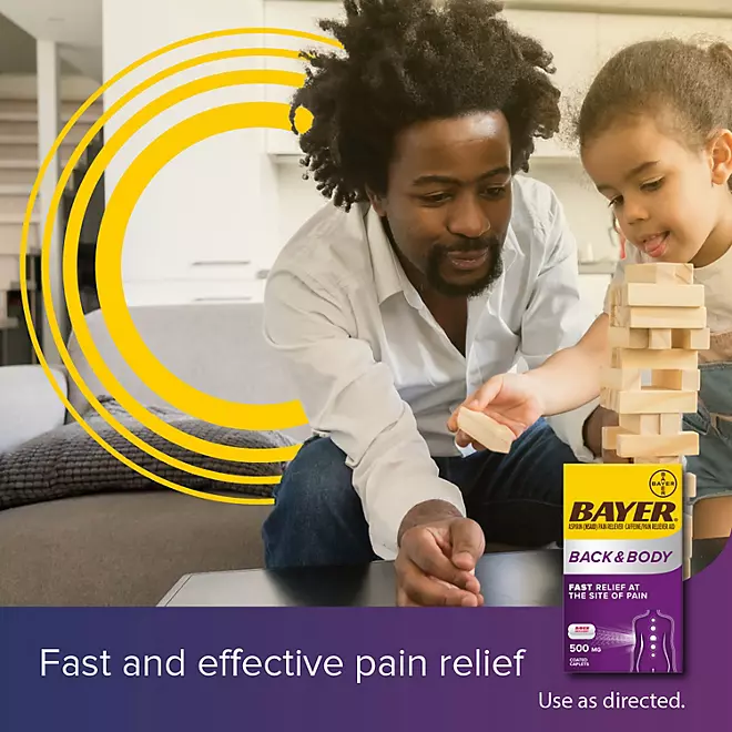 Bayer Back and Body Pain Reliever Aspirin con cafeína, 500mg, 250 ct. - Image 3