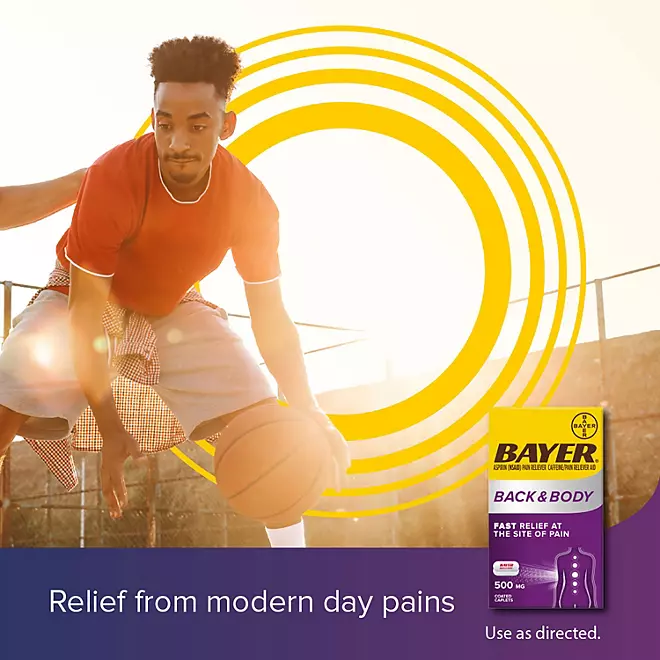 Bayer Back and Body Pain Reliever Aspirin con cafeína, 500mg, 250 ct. - Image 4
