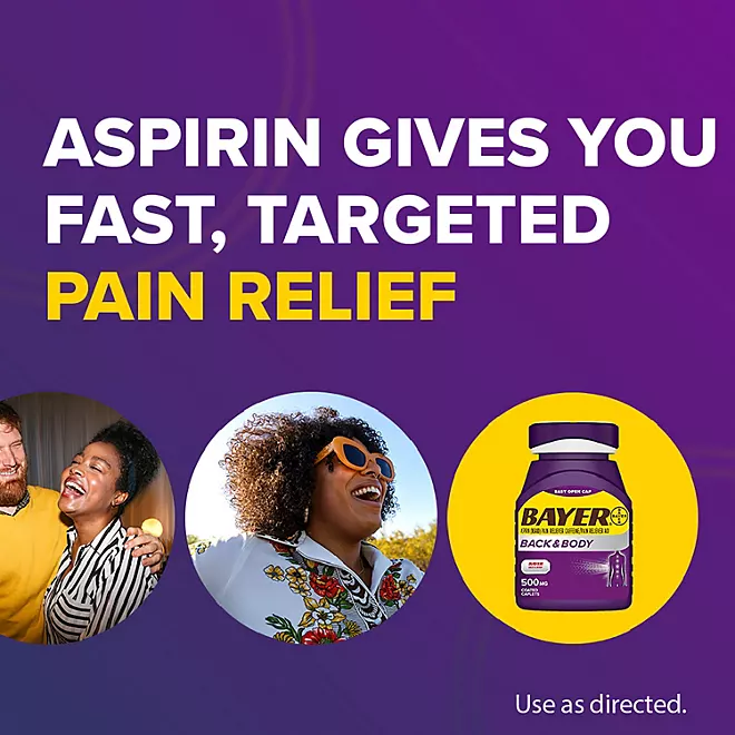 Bayer Back and Body Pain Reliever Aspirin con cafeína, 500mg, 250 ct. - Image 5