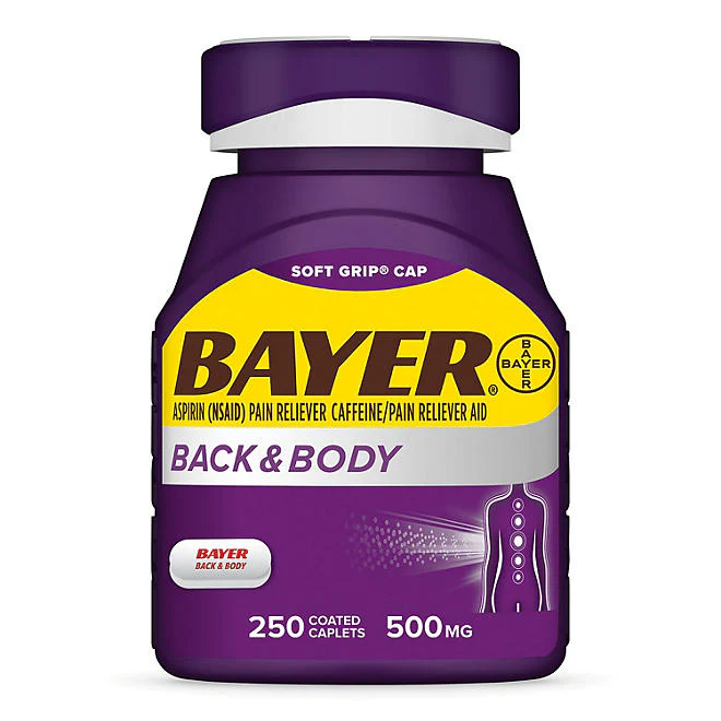 Bayer Back and Body Pain Reliever Aspirin con cafeína, 500mg, 250 ct. - Image 6