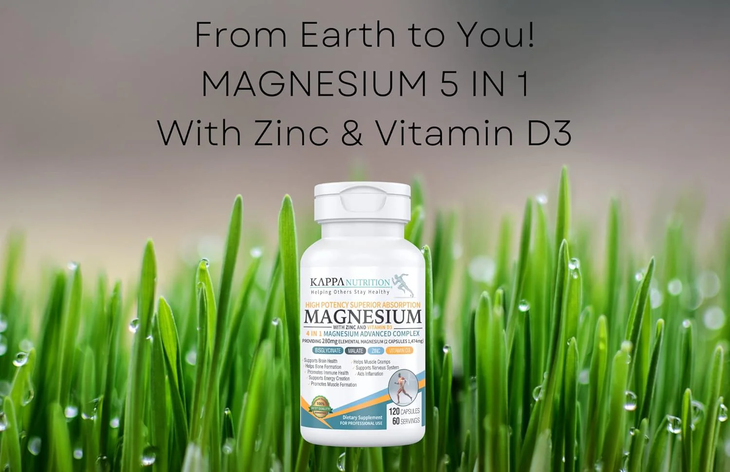 Kappa Nutrition Magnesio Advanced Complex  glicinato, bisglicinato, malato, zinc, vitamina D3 - 120 Cápsulas - Image 4