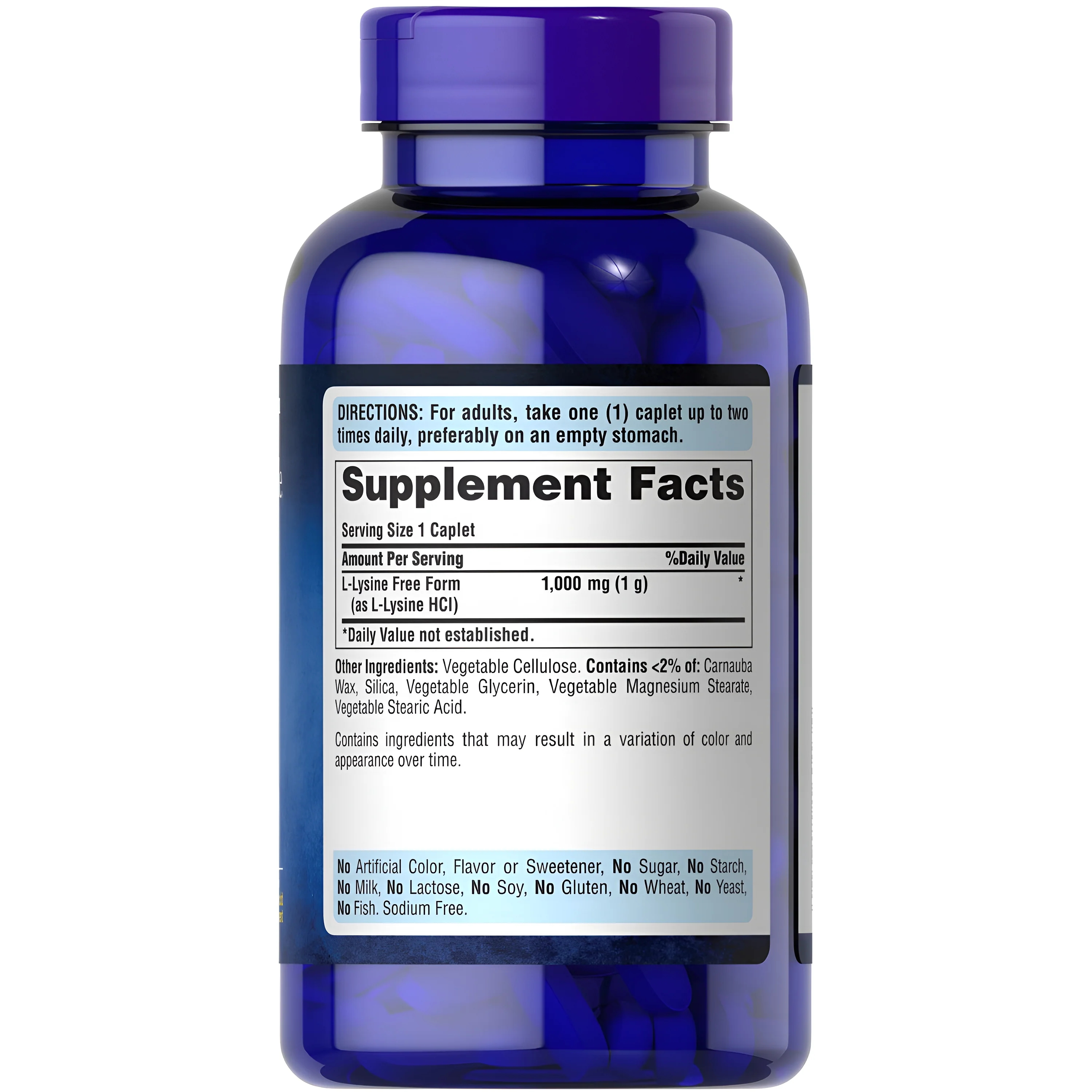 L-Lysine 1000 mg - Puritans Pride -Tabletas - Image 2