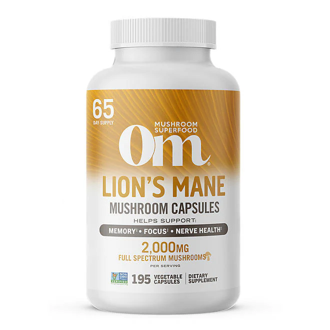 Om Lions Mane Mushroom  Capsules 2,000mg  195 cápsulas