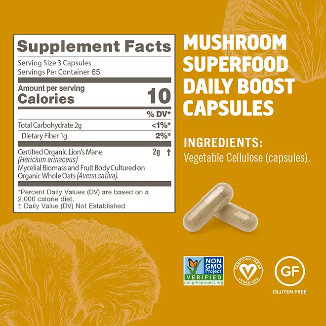Om Lions Mane Mushroom  Capsules 2,000mg  195 cápsulas - Image 2