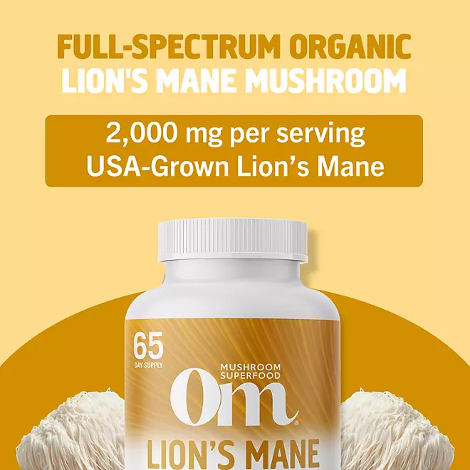 Om Lions Mane Mushroom  Capsules 2,000mg  195 cápsulas - Image 6