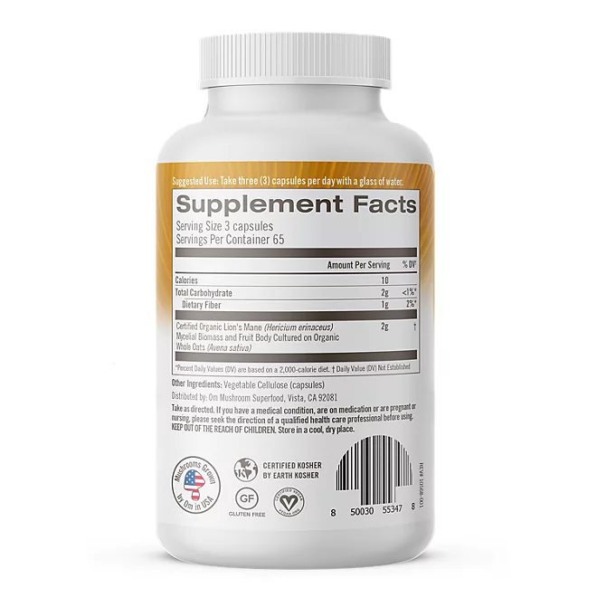 Om Lions Mane Mushroom  Capsules 2,000mg  195 cápsulas - Image 8